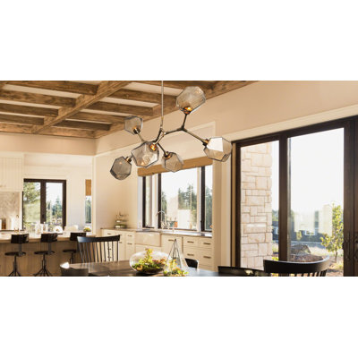 6 Light Sputnik Drum LED Chandelier with Hand Blown Glass Accents 6 Light Sputnik Drum LED Chandelier with Hand Blown Glass Accents